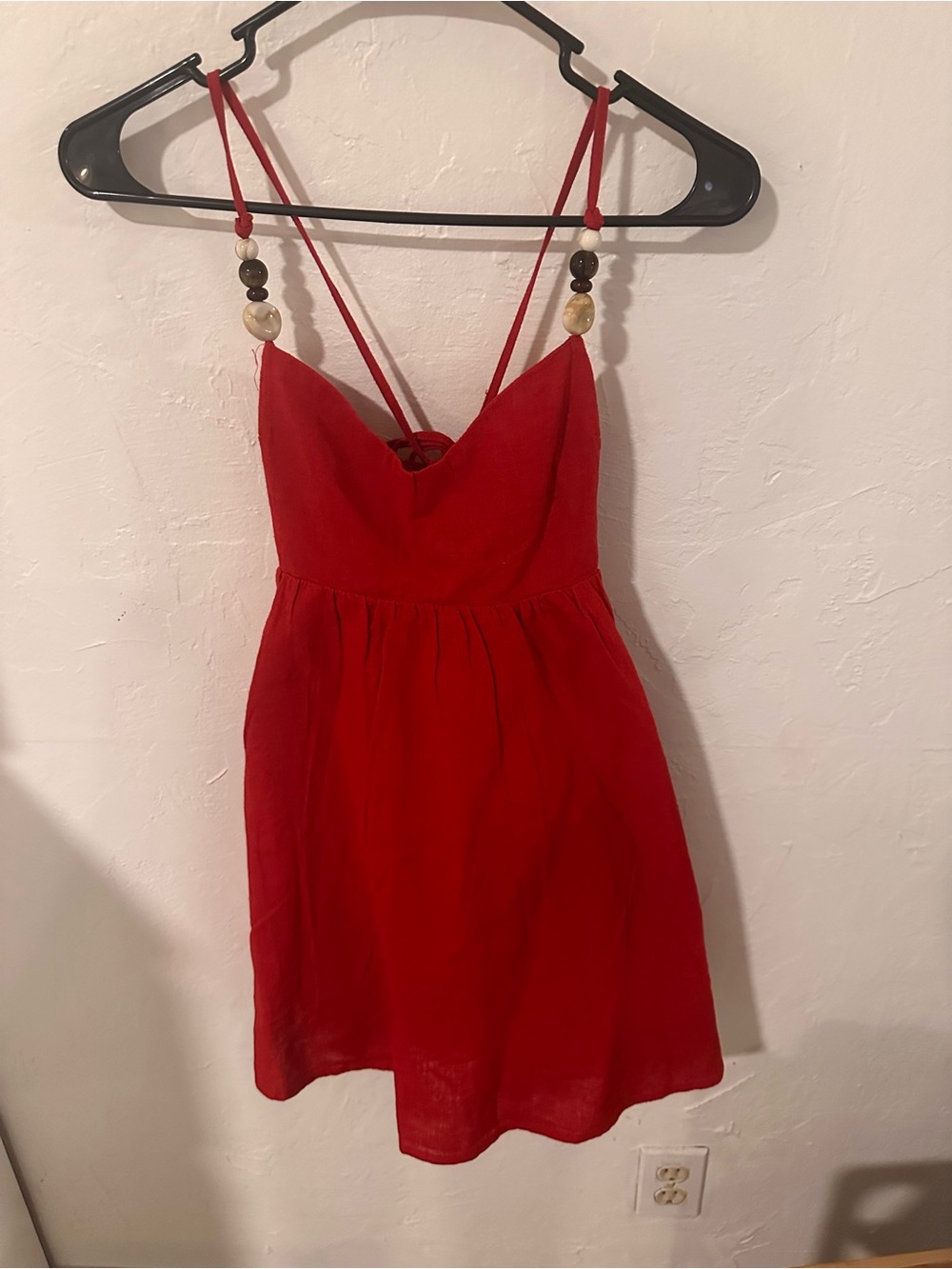Abercrombie & Fitch Red Mini Dress with Beaded Straps